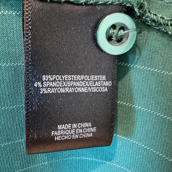 WAYF Daniela Cutout Green Pinstripe Long Sleeve Shirt Dress- Small - Picture 10 of 11